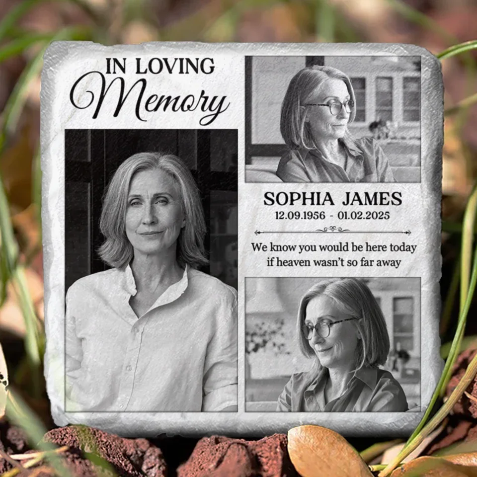 Custom Photo Love Shines Brightly Through Our Memories - Memorial Personalized Custom Square Shaped Stone With Stand - Sympathy Gift For Family Members - Image 7