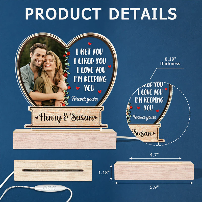Custom Photo Love You Then Love You Still - Couple Personalized Custom Shaped 3D LED Light - Gift For Husband Wife, Anniversary - Image 6