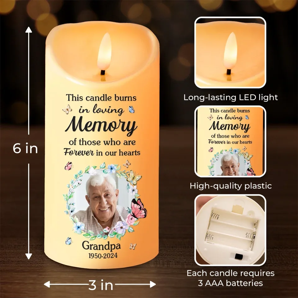 Custom Photo Loving You Forever - Memorial Personalized Custom LED Candle - New Arrival, Christmas Gift, Sympathy Gift For Family Members - Image 4