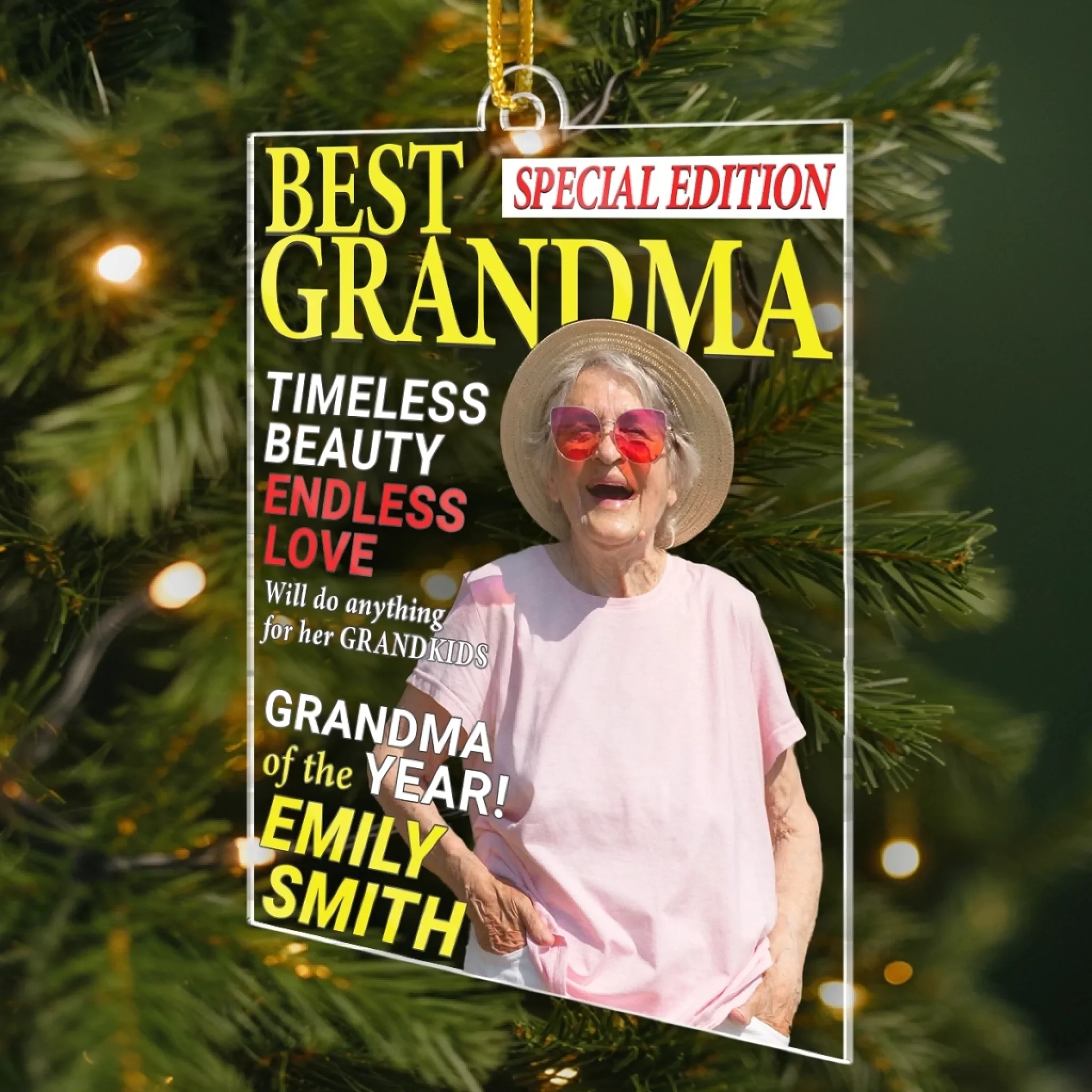Custom Photo Magazine Acrylic Ornament - Personalized Christmas Birthday Gifts For Grandma - Where Grandma Is Joy Follows - Image 3