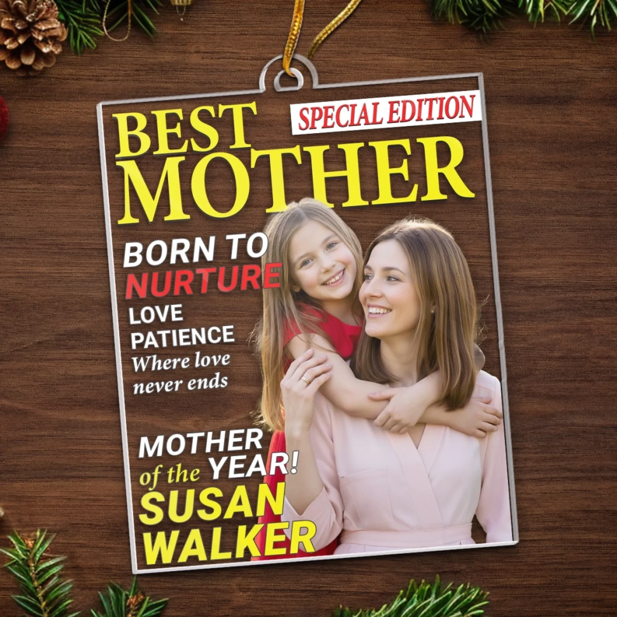 Custom Photo Magazine Acrylic Ornament - Personalized Christmas Birthday Gifts For Mom - Her Love Lights Everything - Image 5
