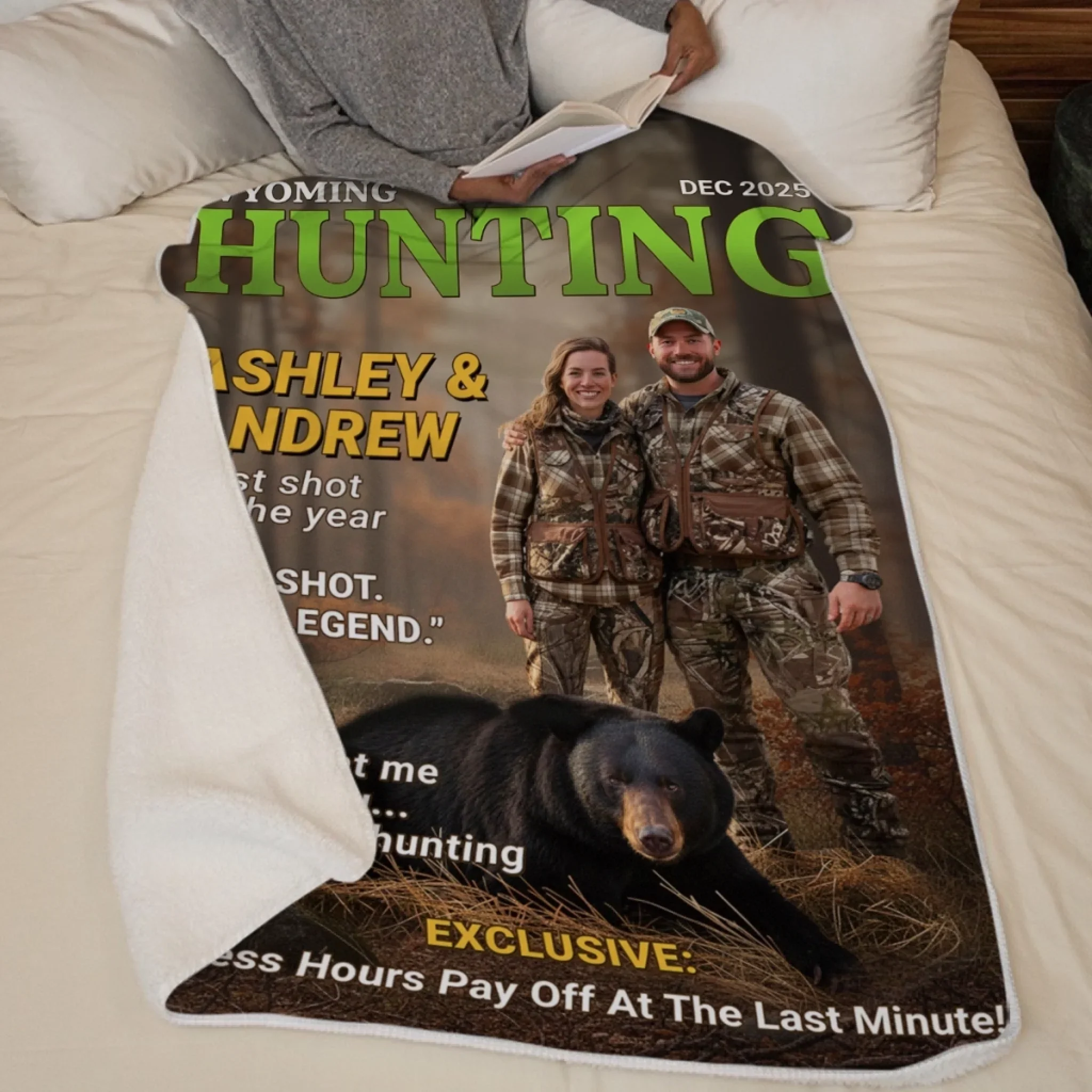 Custom Photo Magazine Blanket - Personalized Christmas Birthday Hunting Gifts For Hunters - From Camo To Forever - Image 7