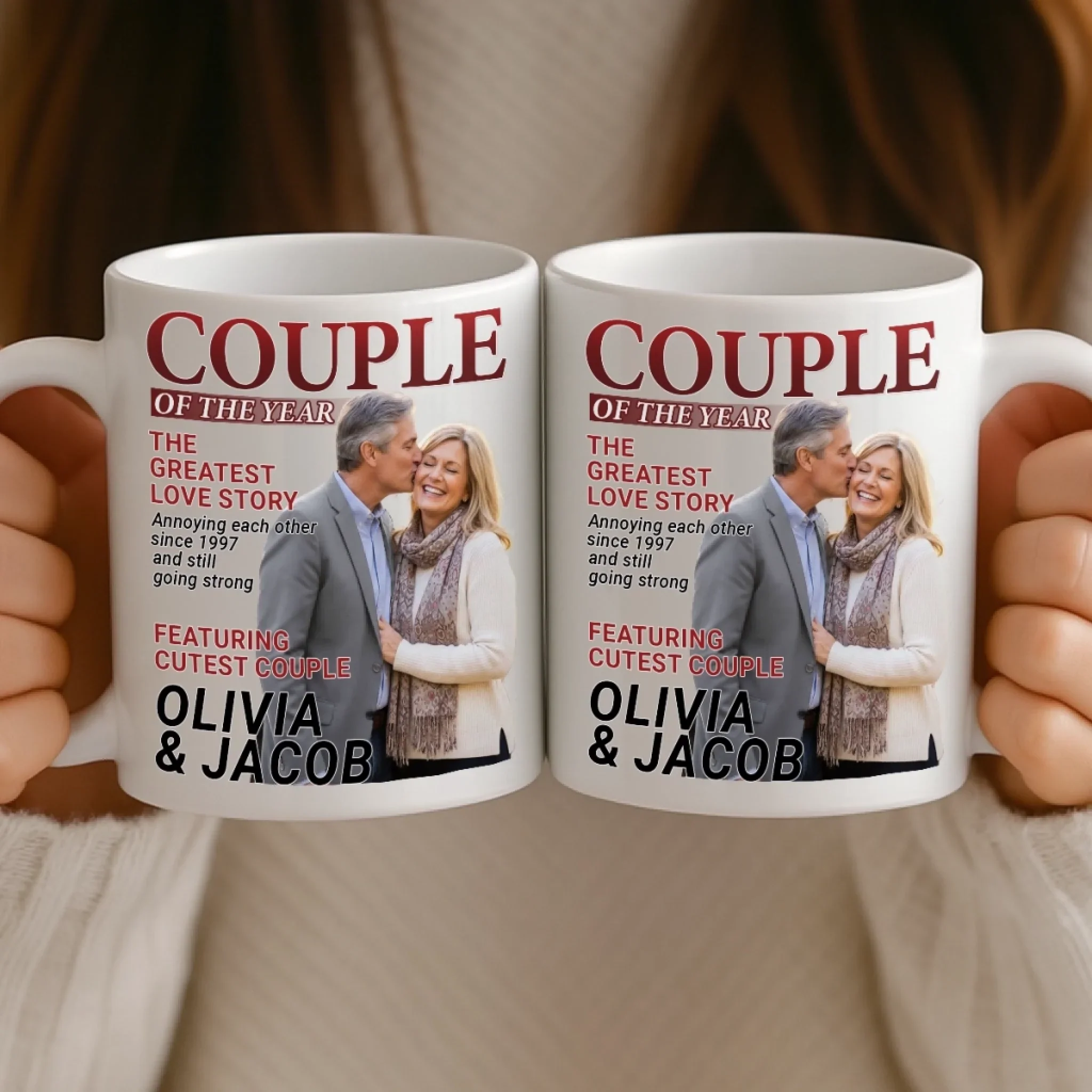 Custom Photo Magazine Mug - Personalized Anniversary Wedding Gifts For Husband And Wife, Him And Her - Love Grows Louder With You - Image 4