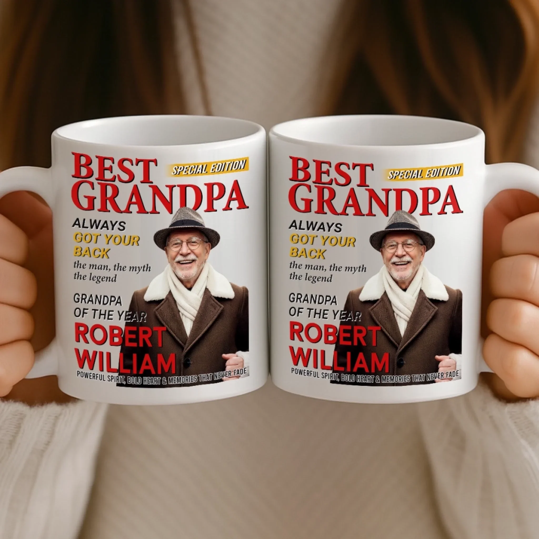 Custom Photo Magazine Mug - Personalized Birthday Gifts For Grandpa - Grandpa Makes Life Softer - Image 4