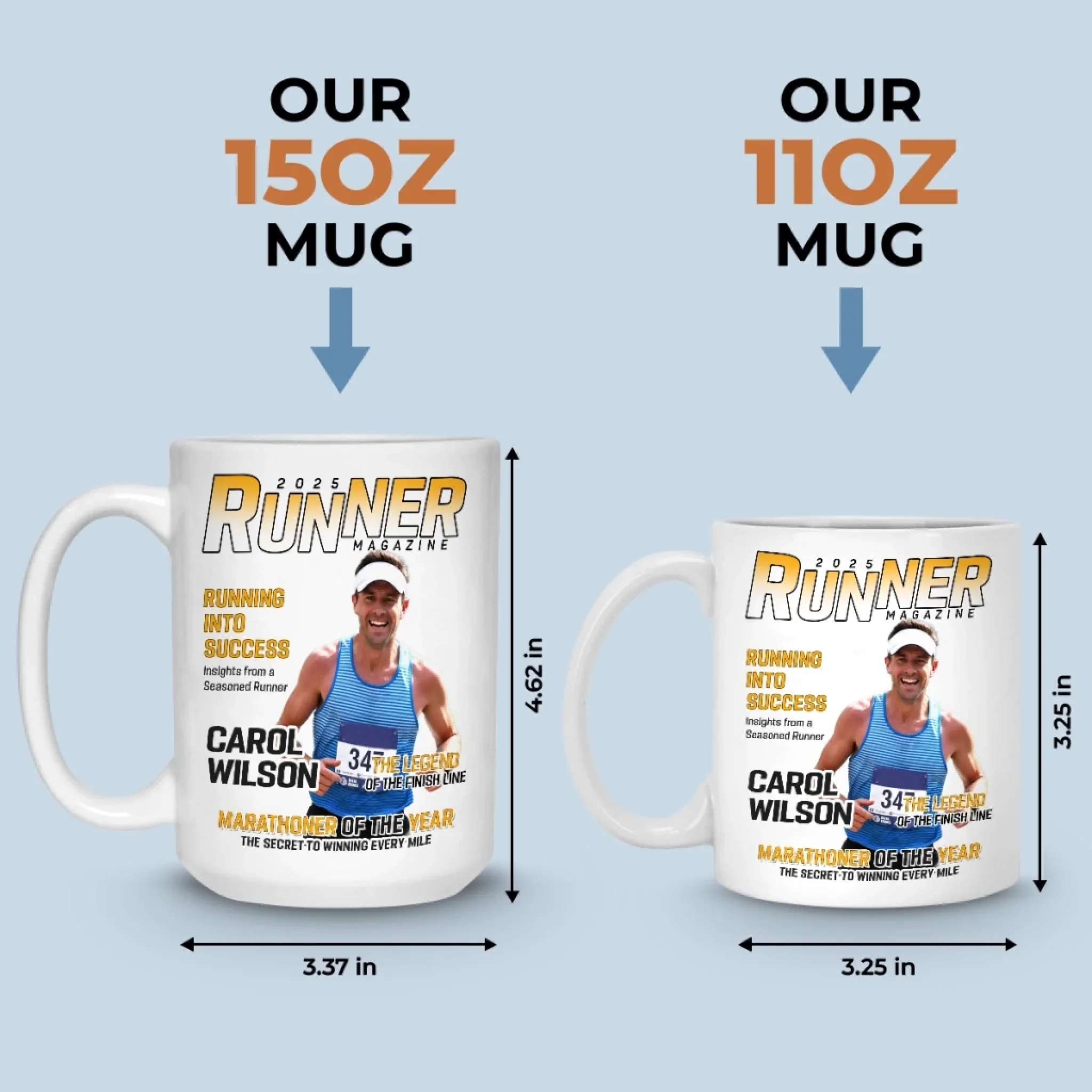 Custom Photo Magazine Mug - Personalized  Birthday Running Gifts For Running Lovers, Sports Fans, Sports Lovers - Champions Train Daily - Image 5