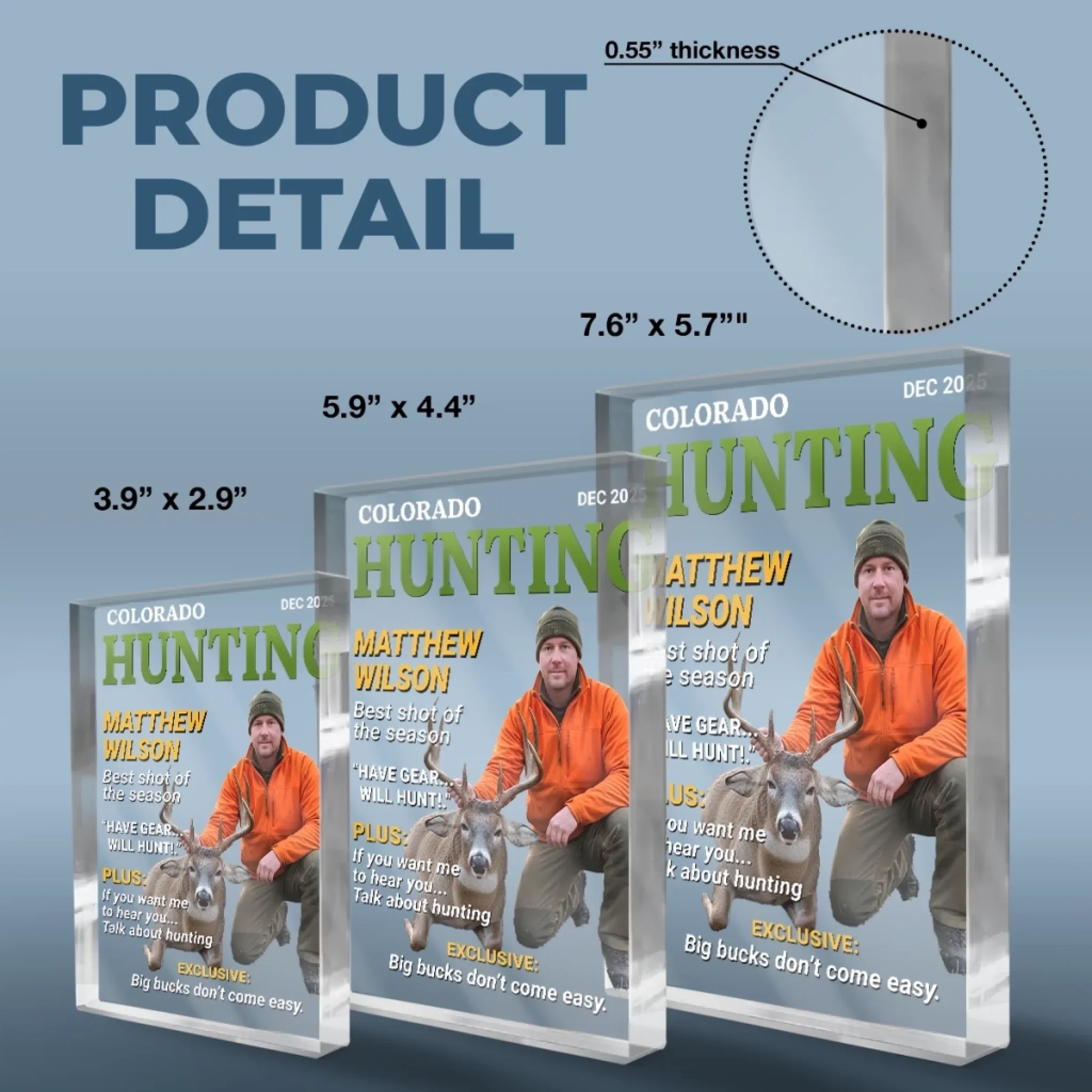 Custom Photo Magazine Rectangle Shaped Acrylic Plaque - Personalized Birthday Hunting Gifts For Hunters - Built For The Hunt - Image 5