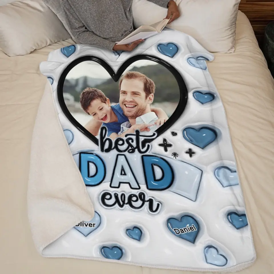 Custom Photo Making Memories With Best Dad Ever - Family Personalized Custom 3D Inflated Effect Printed Blanket - Father's Day, Gift For Dad, Grandpa - Image 7