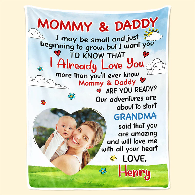 Custom Photo Mama's Blessing - Family Personalized Custom Blanket - Baby Shower Gift, Christmas Gift For First Mom - Image 2