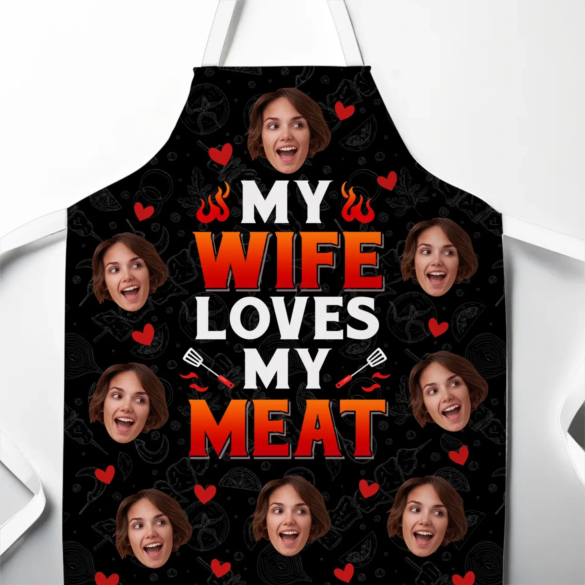 Custom Photo Meat And Greet - Couple Personalized Custom Apron - Gift For Husband Wife, Anniversary - Image 2