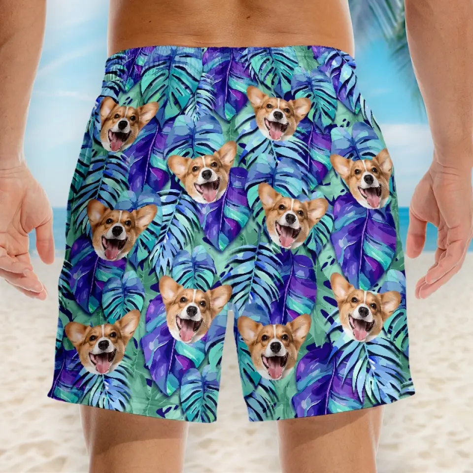Custom Photo Meet Me Where The Sky Touches The Sea - Dog & Cat Personalized Custom Tropical Hawaiian Aloha Men Beach Shorts - Summer Vacation Gift, Birthday Party Gift For Pet Owners, Pet Lovers - Image 3