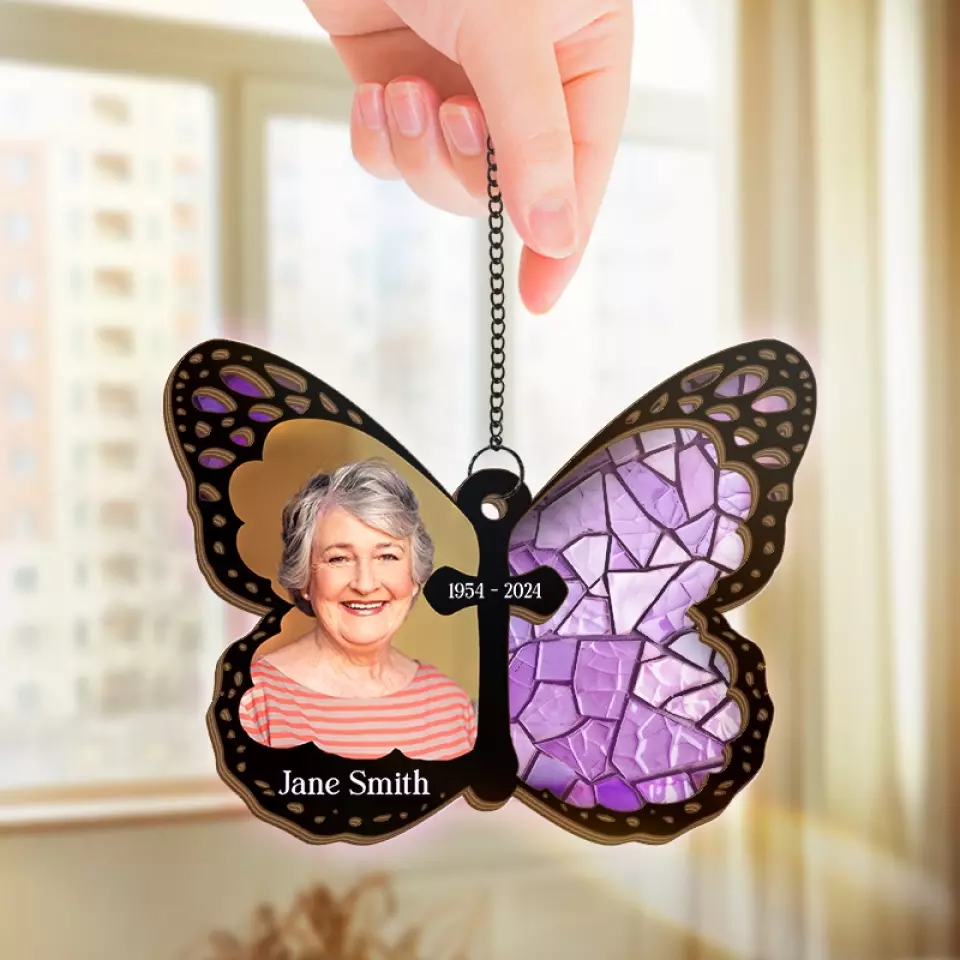 Custom Photo Memories Last Forever - Memorial Personalized Window Hanging Suncatcher - Sympathy Gift For Family Members - Image 3