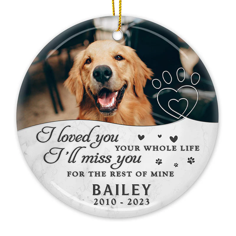 Custom Photo Miss You For The Rest Of My Life - Memorial Personalized Custom Ornament - Ceramic Round Shaped - Christmas Gift, Sympathy Gift For Pet Owners, Pet Lovers - Image 3