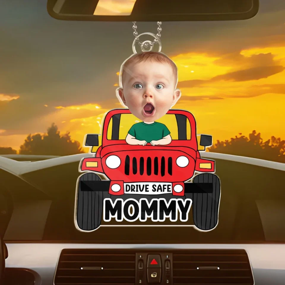 Custom Photo Mommy Drive Safe - Family Personalized Custom Car Ornament - Acrylic Custom Shaped - Gift For Family Members - Image 3