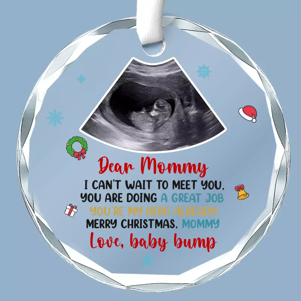Custom Photo Mommy You Are My Hero - Family Personalized Custom Circle Glass Ornament - Christmas Gift For Baby Kids, Newborn Baby - Image 2