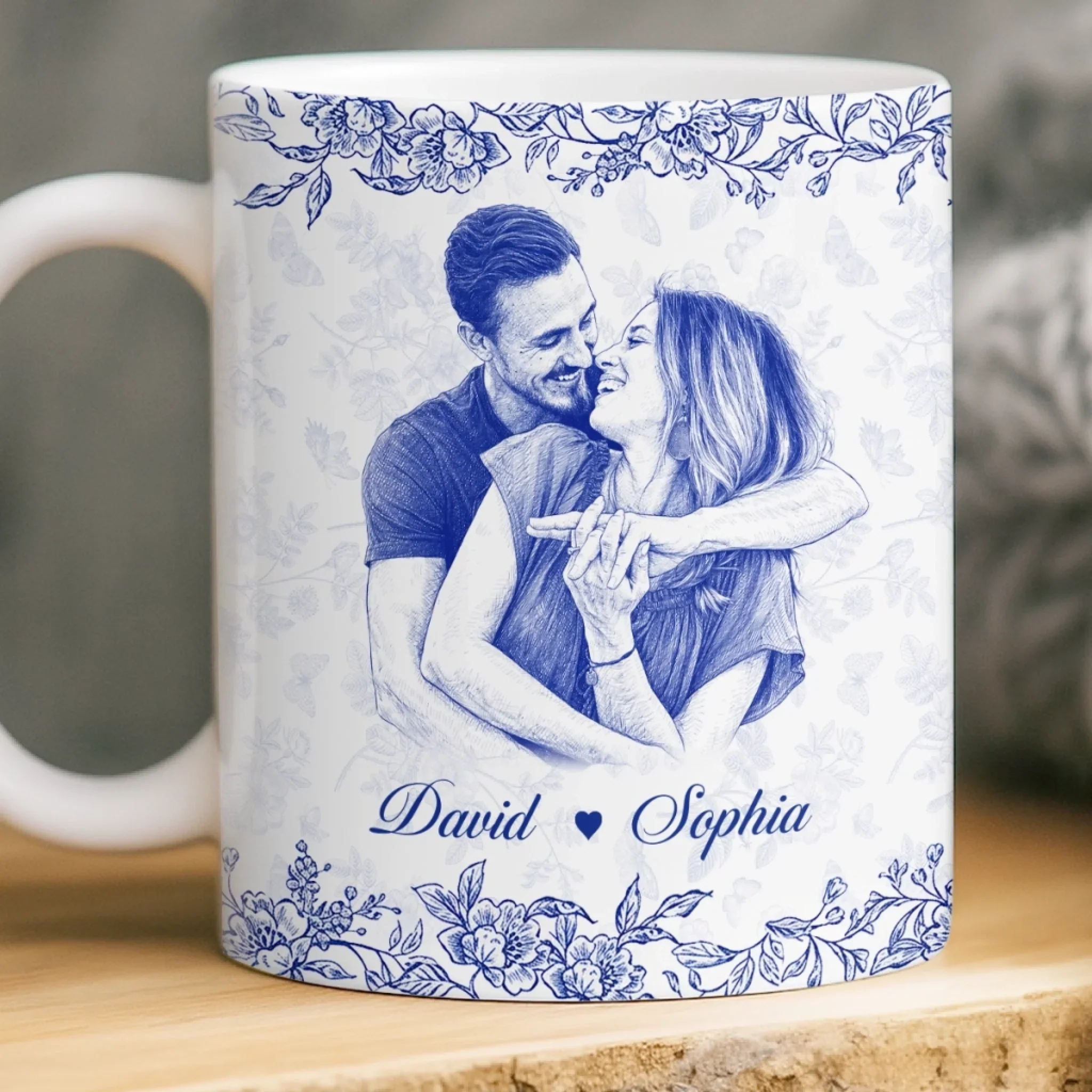 Custom Photo Mug - Personalized Anniversary Wedding Gifts For Husband And Wife, Him And Her - Holding Hearts Through Everything - Image 4
