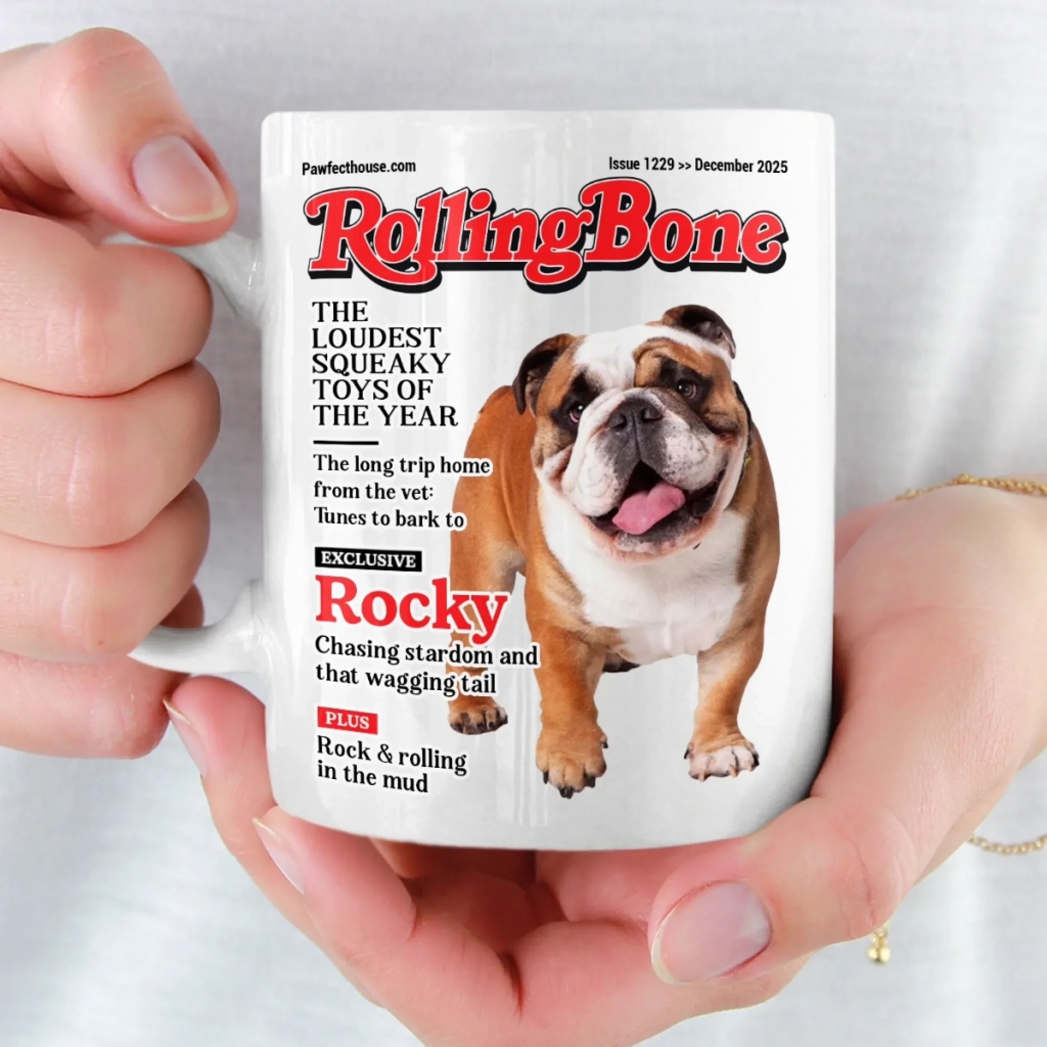 Custom Photo Magazine Mug - Personalized Birthday Gifts For Dog Lovers, Dog Dad And Mom - Smiling Because Of You - Image 6