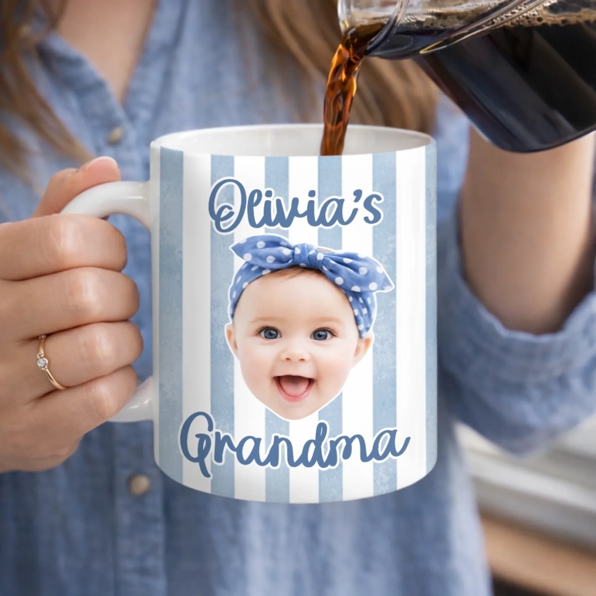Custom Photo Mug - Personalized Mother's Day, Baby Shower, Gender Reveal Gifts For New Moms, New Grandma - Tiny Hands, Biggest Love - Image 3