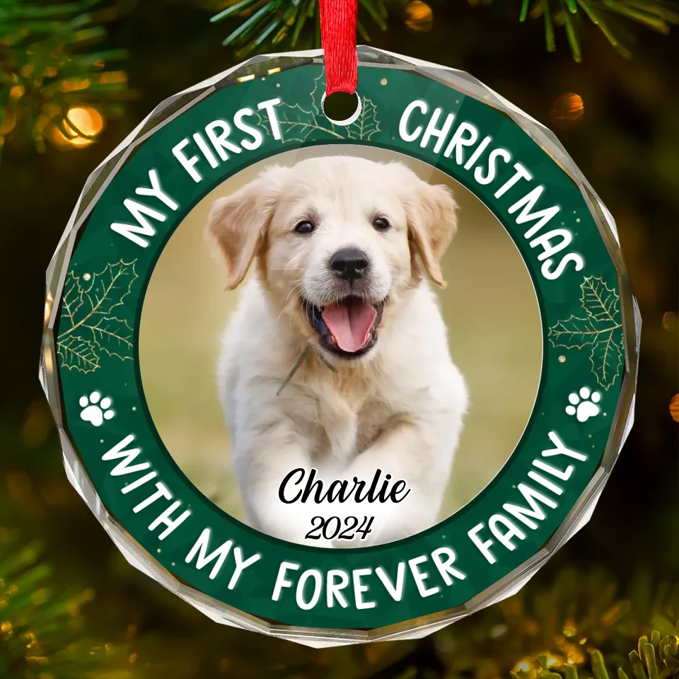 Custom Photo My Adorable Fur Baby - Dog & Cat Personalized Custom Circle Glass Ornament - New Arrival, Christmas Gift For Pet Owners, Pet Lovers, First Christmas AMZ - Image 2
