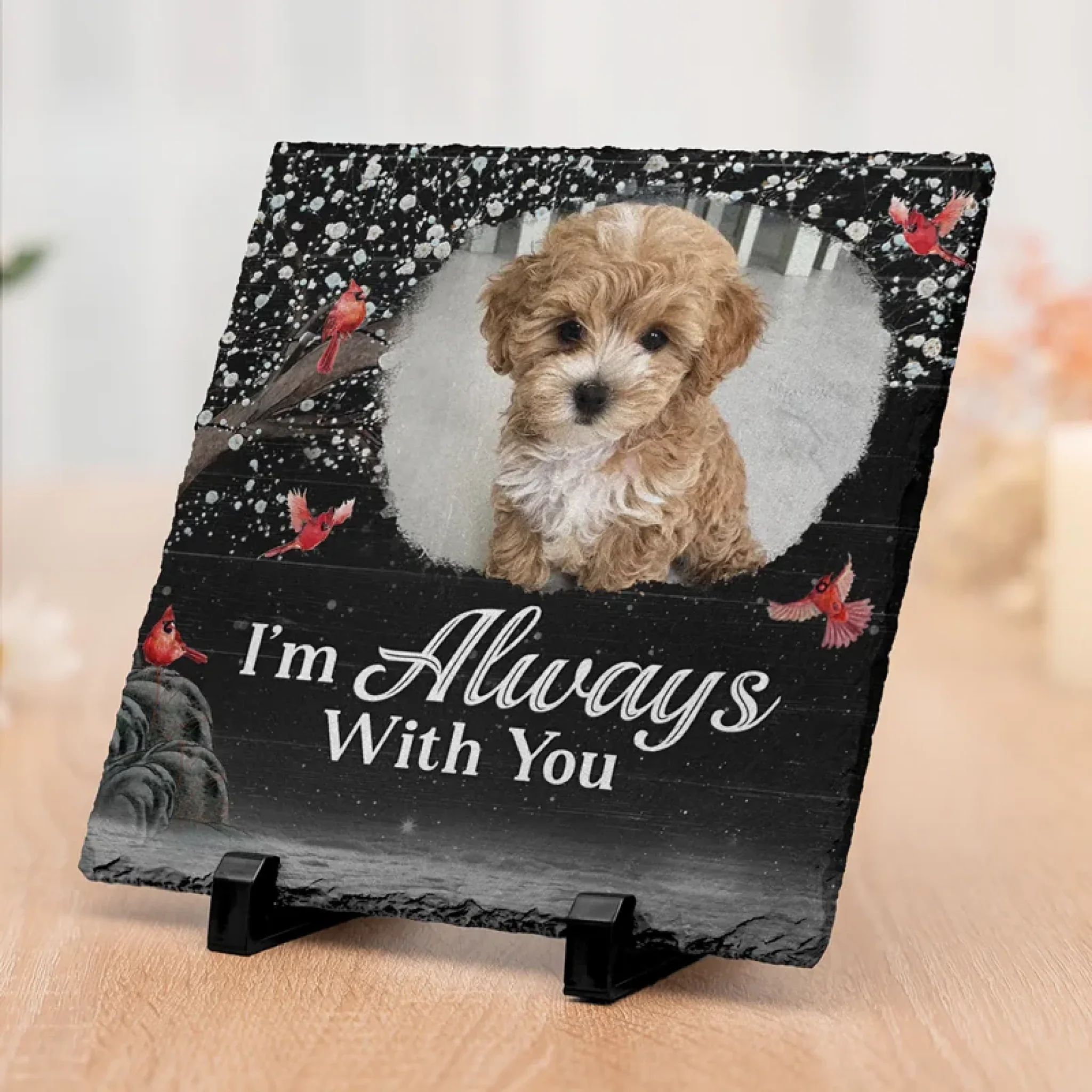 Custom Photo My Angel With Paws - Memorial Personalized Custom Square Shaped Stone With Stand - Sympathy Gift For Pet Owners, Pet Lovers - Image 3