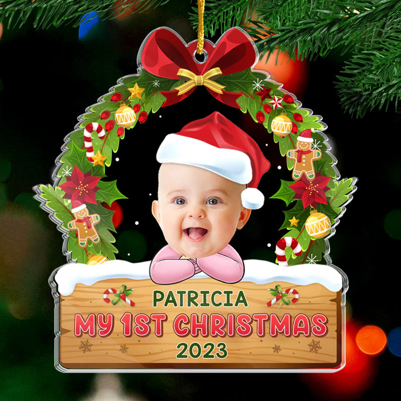 Custom Photo My First Christmas - Family Personalized Custom Ornament - Acrylic Custom Shaped - Christmas Gift For Baby Kids, Newborn Baby - Image 2