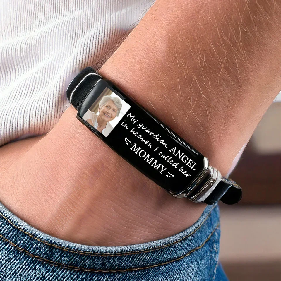 Custom Photo My Guardian Angel - Memorial Personalized Custom Bracelet - Sympathy Gift For Family Members - Image 3