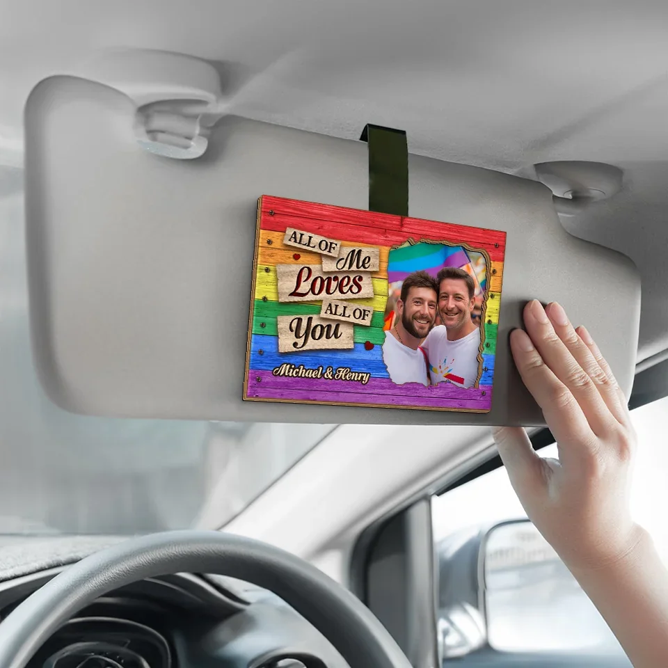 Custom Photo My Happy Place Is Wherever You Are - Couple Personalized Custom Car Visor Clip - Gift For Husband Wife, Anniversary, LGBTQ+ - Image 4