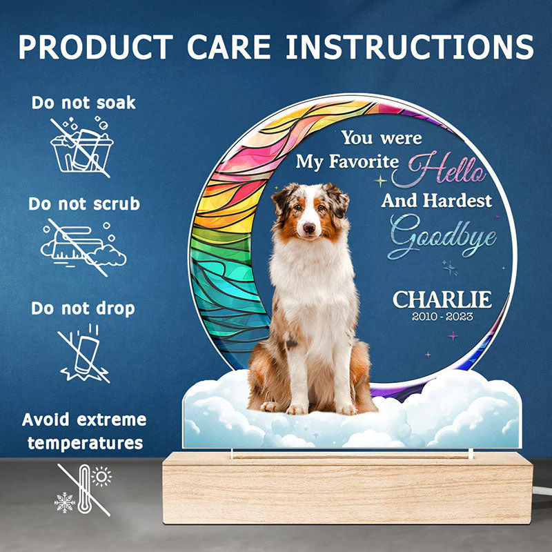 Custom Photo My Hardest Goodbye - Memorial Personalized Custom Shaped 3D LED Light - Sympathy Gift For Pet Owners, Pet Lovers - Image 5