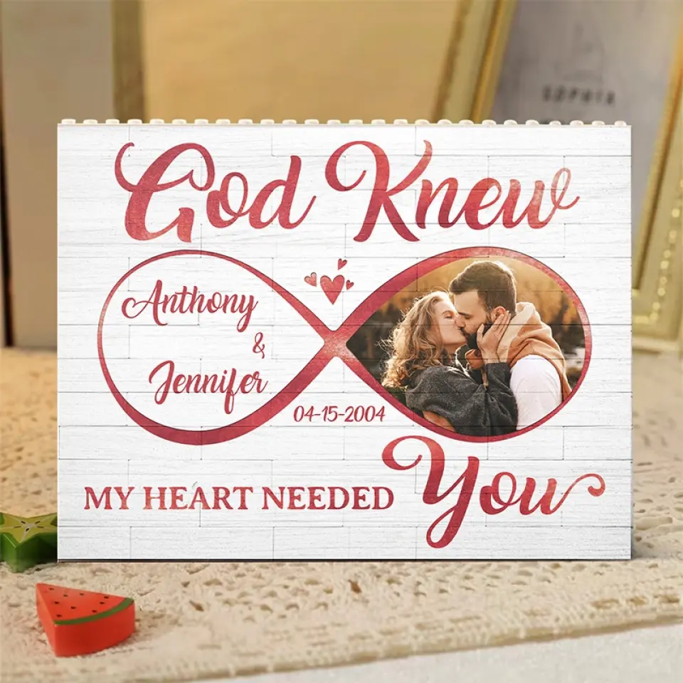 Custom Photo My Heart Needed You - Couple Personalized Custom Horizontal Rectangle Shaped Building Brick Blocks - Gift For Husband Wife, Anniversary - Image 2