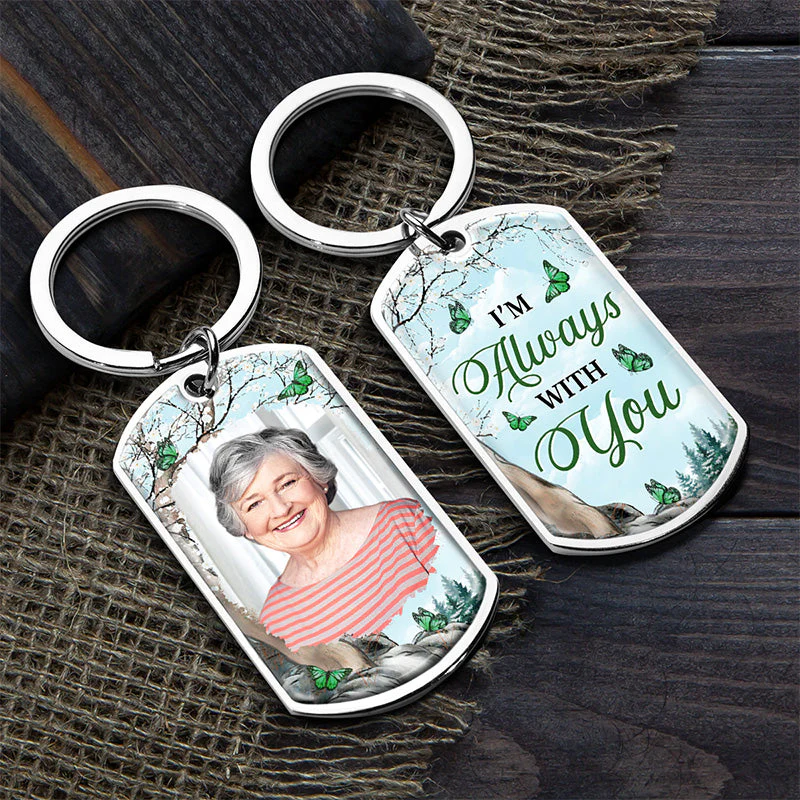 Custom Photo My Hero My Heart - Memorial Personalized Custom Keychain - Sympathy Gift For Family Members - Image 3