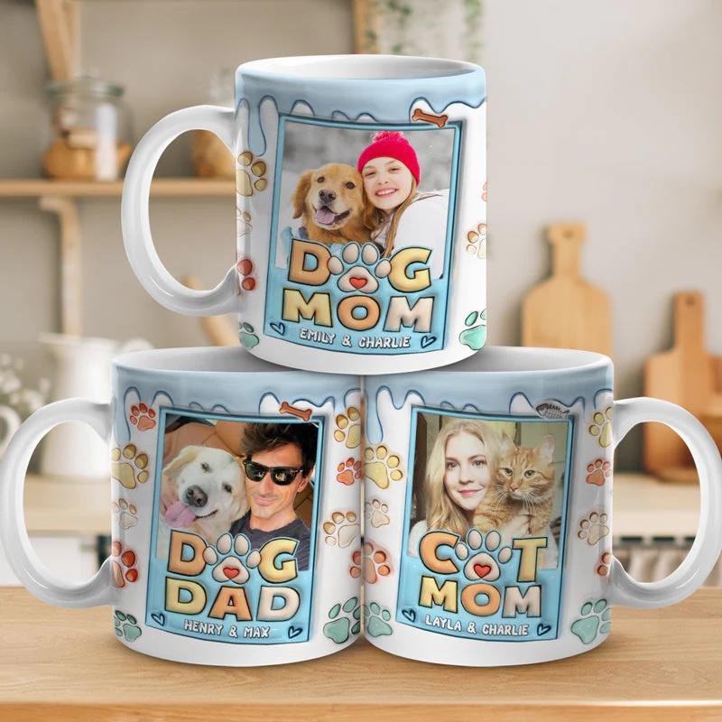 Custom Photo My Kids Have Four Feet - Dog & Cat Personalized Custom 3D Inflated Effect Printed Mug - Christmas Gift For Pet Owners, Pet Lovers - Image 3