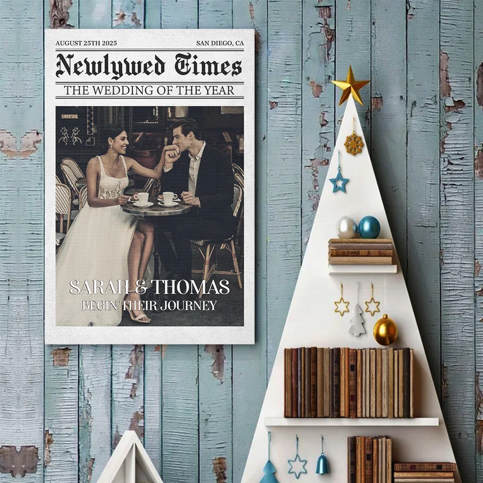 Custom Photo Newlywed Times, The Wedding Of The Year - Couple Personalized Custom Vertical Poster - Gift For Husband Wife, Anniversary - Image 4