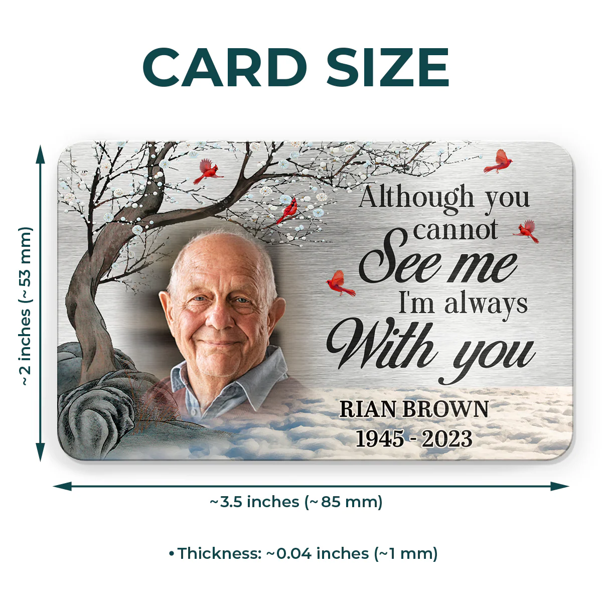Custom Photo No Matter Where You Are - Memorial Personalized Custom Aluminum Wallet Card - Sympathy Gift For Family Members - Image 3