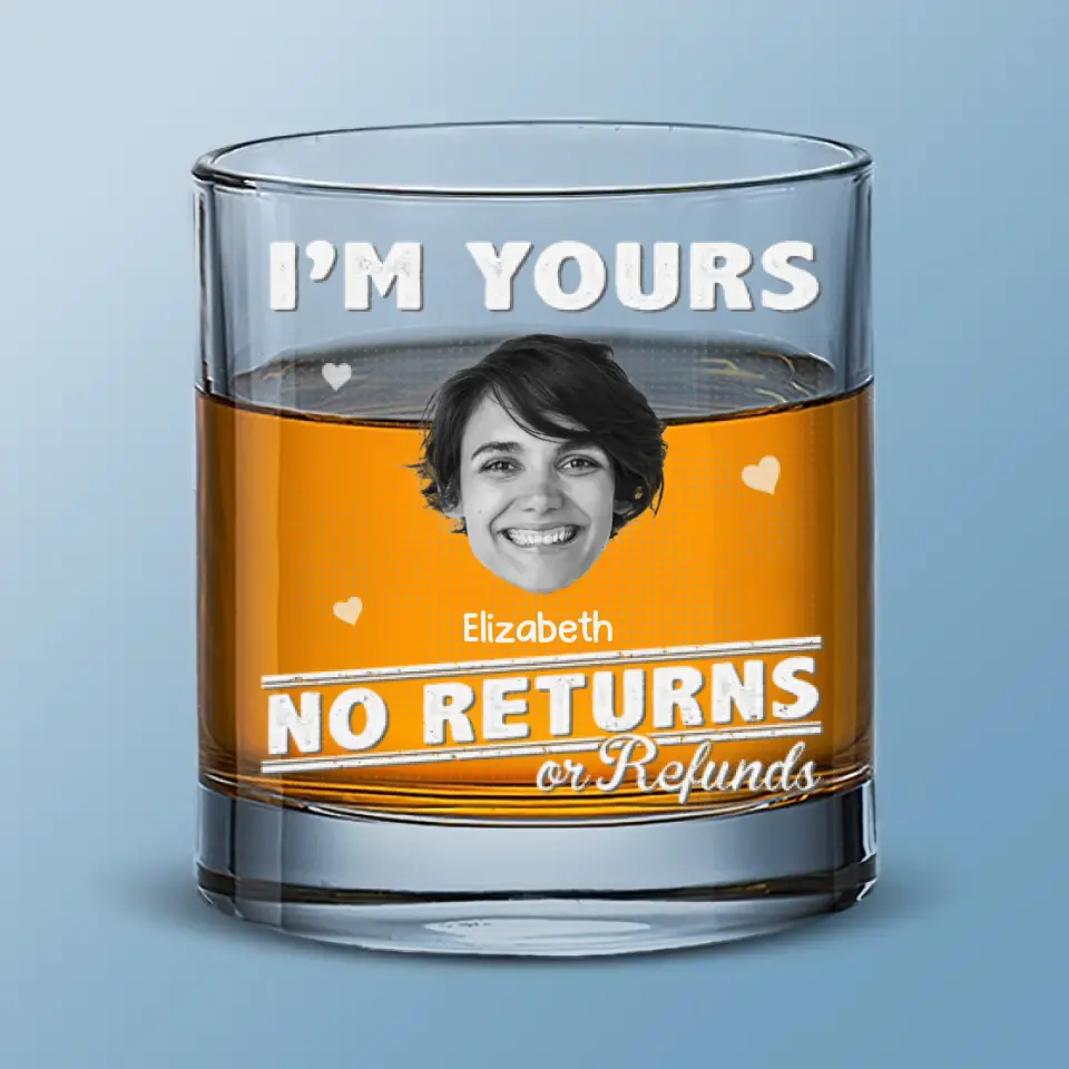 Custom Photo No Returns Allowed Here - Couple Personalized Custom Whiskey Glass - Gift For Husband Wife, Anniversary - Image 2