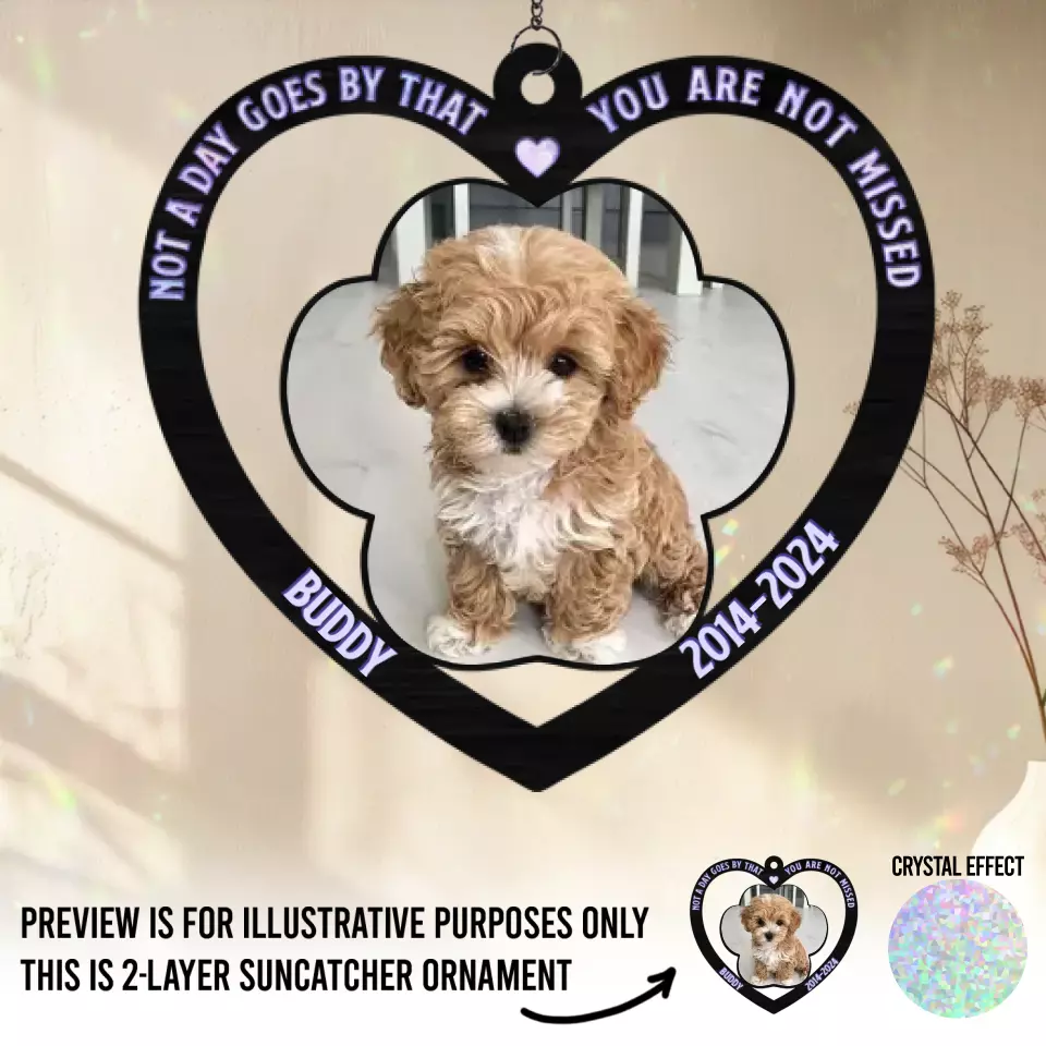 Custom Photo Not A Day Goes By That You Are Not Missed - Memorial Personalized Window Hanging Suncatcher - Sympathy Gift For Pet Owners, Pet Lovers - Image 2
