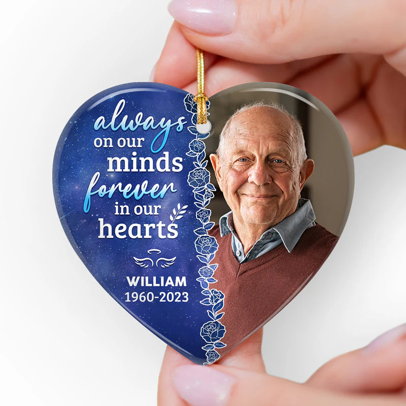 Custom Photo Not A Day Goes By That You‚re Not Missed - Memorial Personalized Custom Ornament - Ceramic Heart Shaped - Christmas Gift, Sympathy Gift For Family Members - Image 2