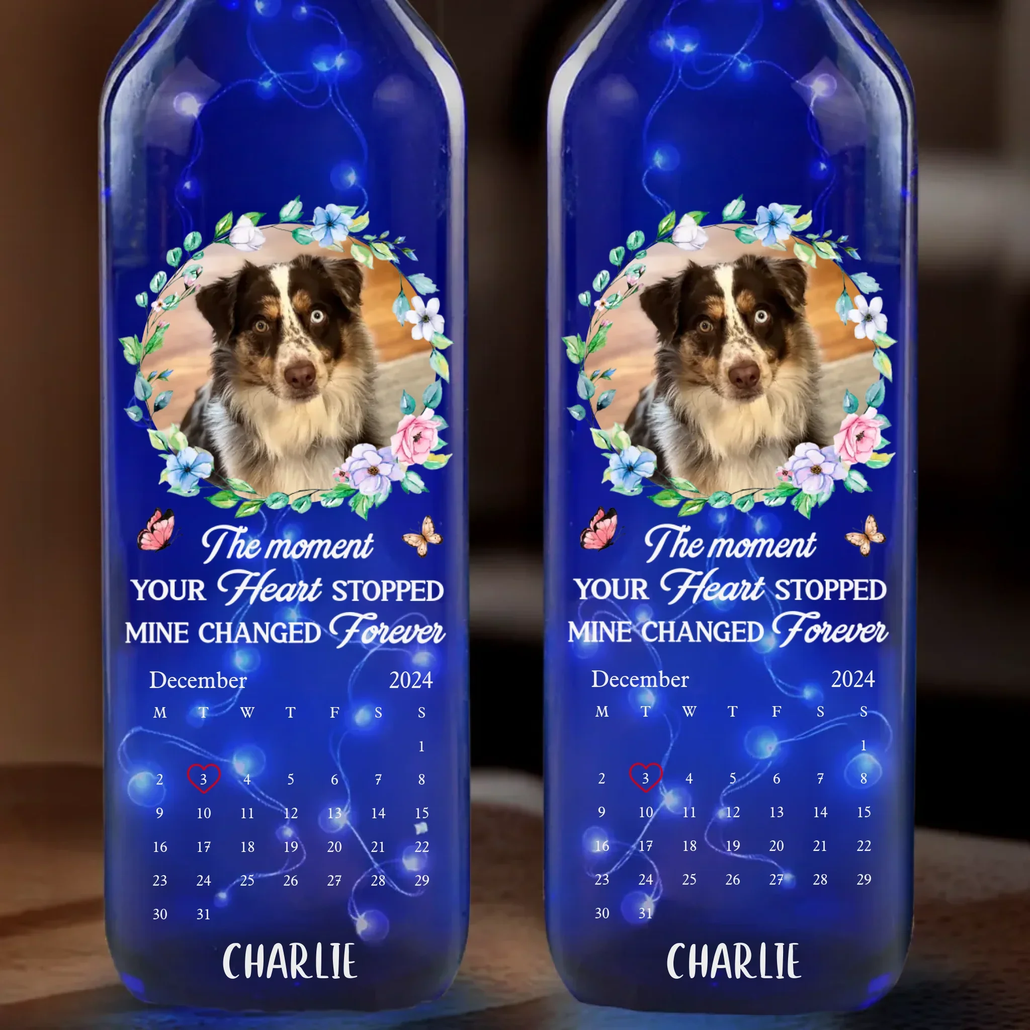 Custom Photo Not A Day Goes By That You're Not Missed - Memorial Personalized Custom Blue Bottle Lamp - Sympathy Gift For Pet Owners, Pet Lovers - Image 2