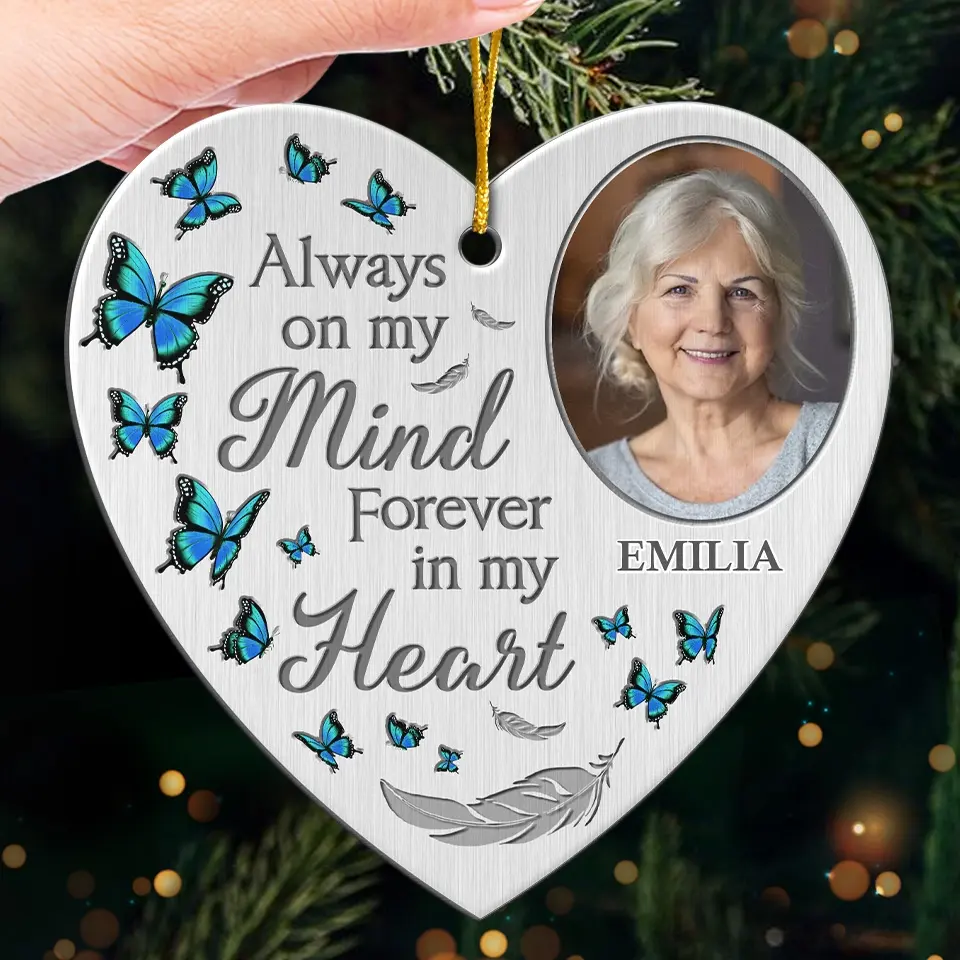 Custom Photo Now In Heaven, Forever At Peace - Memorial Personalized Custom Ornament - Metal Custom Shaped - Sympathy Gift, Christmas Gift For Family Members - Image 4