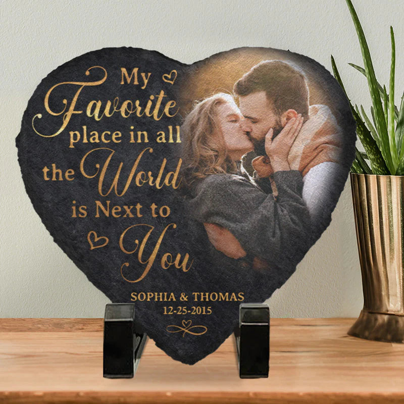 Custom Photo Oh My Darling I Love You So - Couple Personalized Custom Heart Shaped Rock Slate - Gift For Husband Wife, Anniversary - Image 2