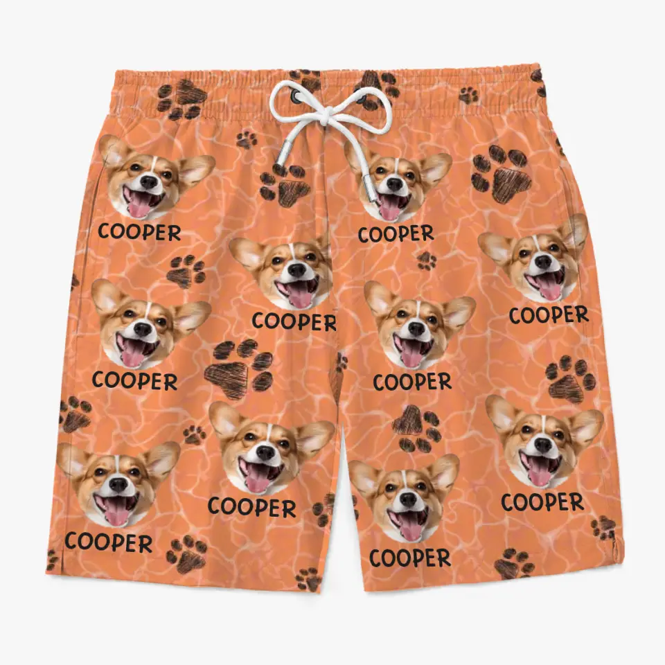 Custom Photo On The Beach, You Can Live In Happiness - Dog & Cat Personalized Custom Tropical Hawaiian Aloha Men Beach Shorts - Summer Vacation Gift, Birthday Party Gift For Pet Owners, Pet Lovers - Image 2