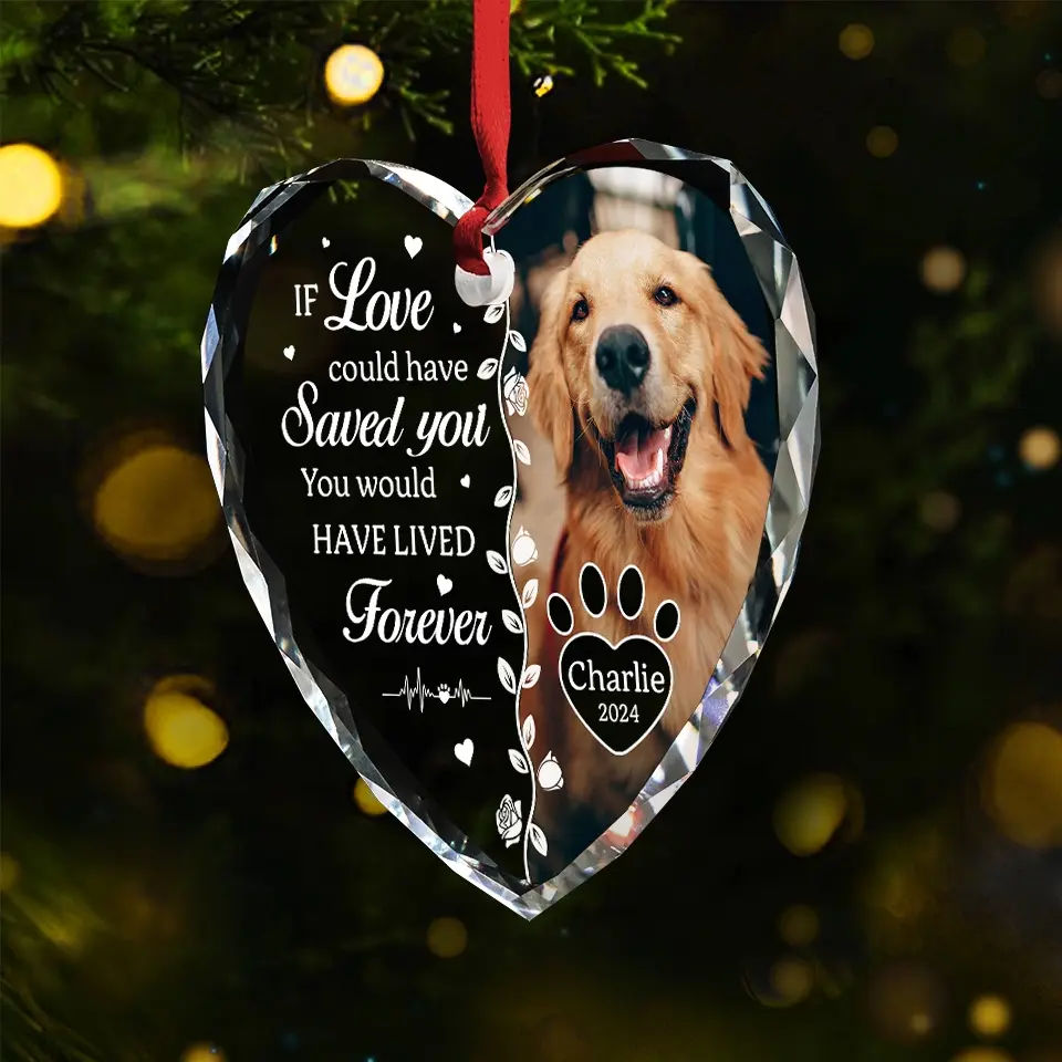 Custom Photo Once By My Side, Forever In My Heart - Memorial Personalized Custom Heart Glass Ornament - Sympathy Gift, Christmas Gift For Pet Owners, Pet Lovers - Image 3
