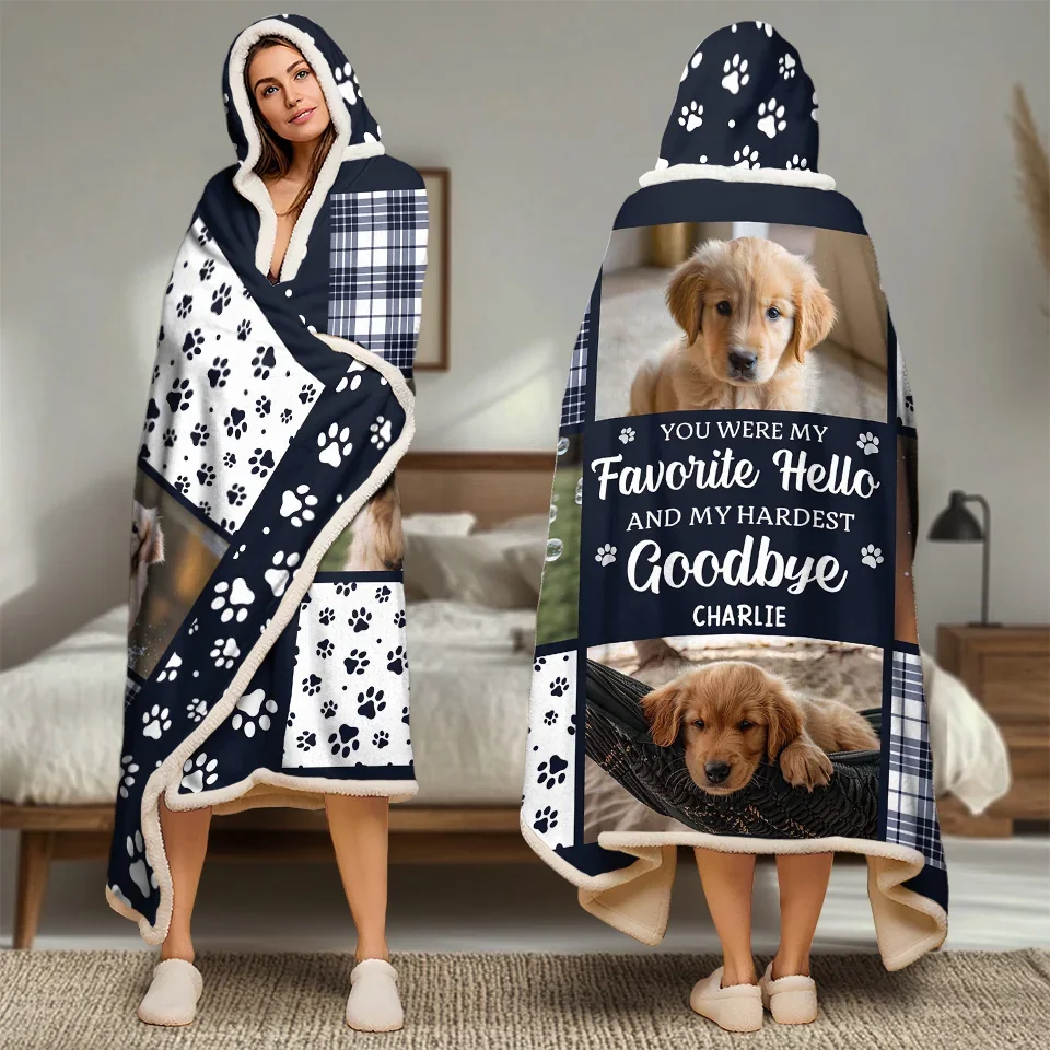 Custom Photo Once By My Side, Forever In My Heart - Memorial Personalized Custom Snuggle Blanket, Hoodie Blanket - Sympathy Gift, Christmas Gift For Pet Owners, Pet Lovers - Image 4