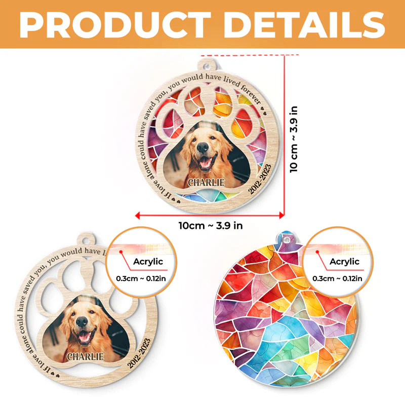 Custom Photo Once By My Side, Forever In My Heart - Memorial Personalized Custom Suncatcher Ornament - Acrylic Round Shaped - Sympathy Gift For Pet Owners, Pet Lovers - Image 6