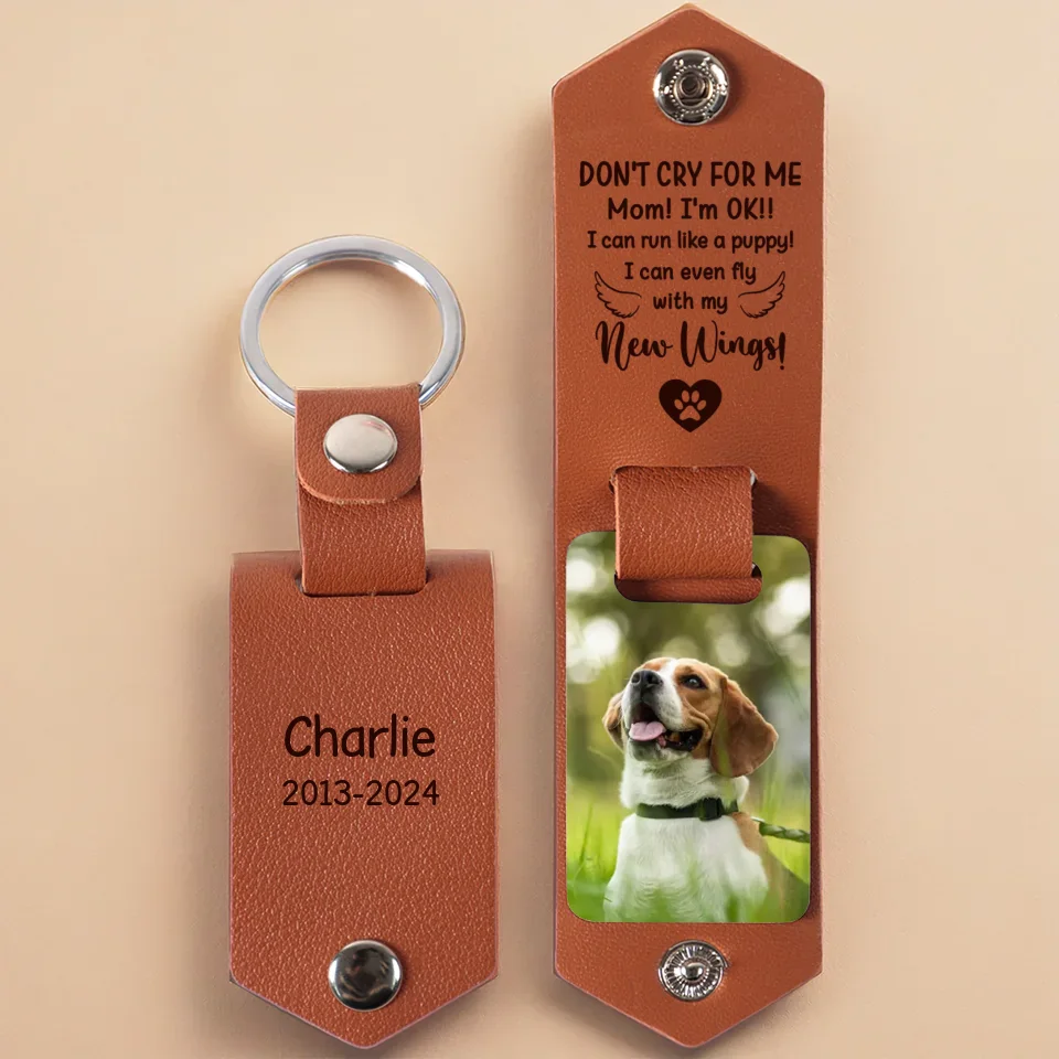 Custom Photo Once By Side Forever In Heart - Memorial Personalized Custom Engraved Leather Keychain - Sympathy Gift For Pet Owners, Pet Lovers - Image 2