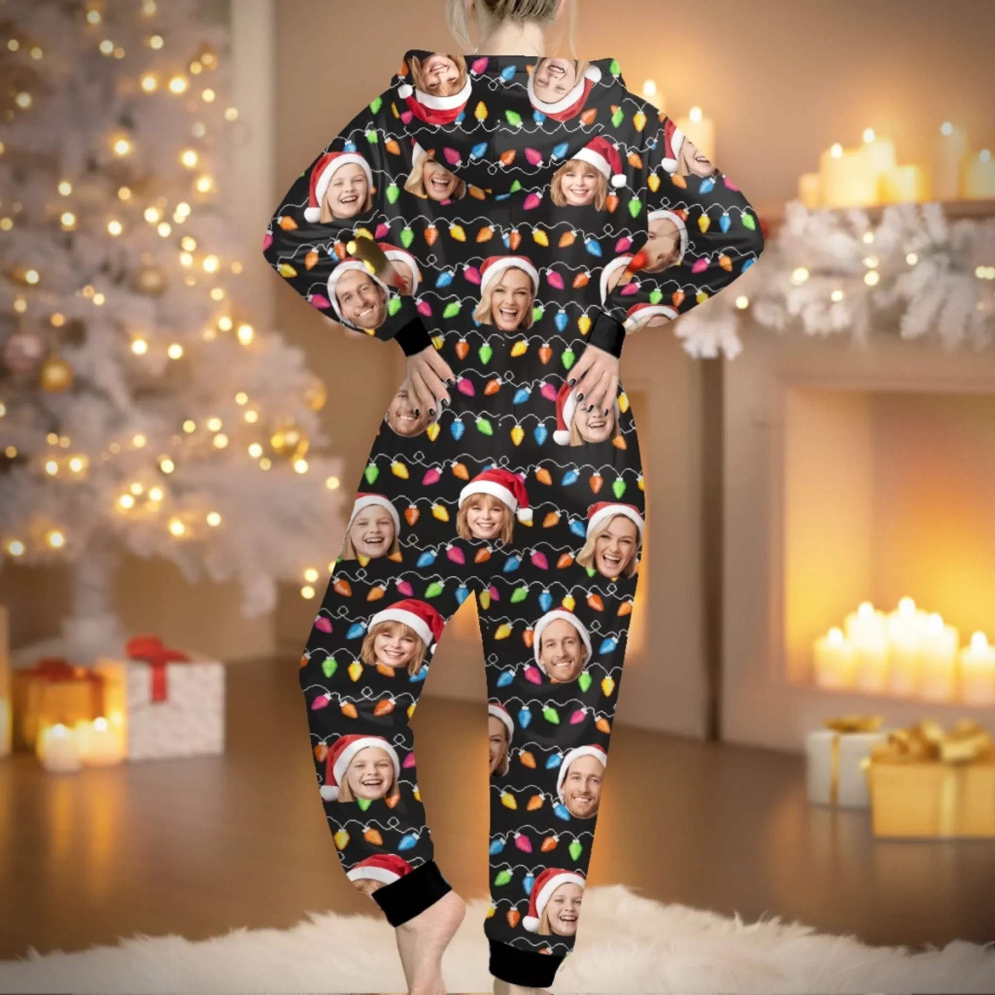 Custom Photo Onesie Pajamas - Personalized Christmas Birthday Gifts For Family, Dog Cat Lovers - The Family That Matches, Laughs Together - Image 4