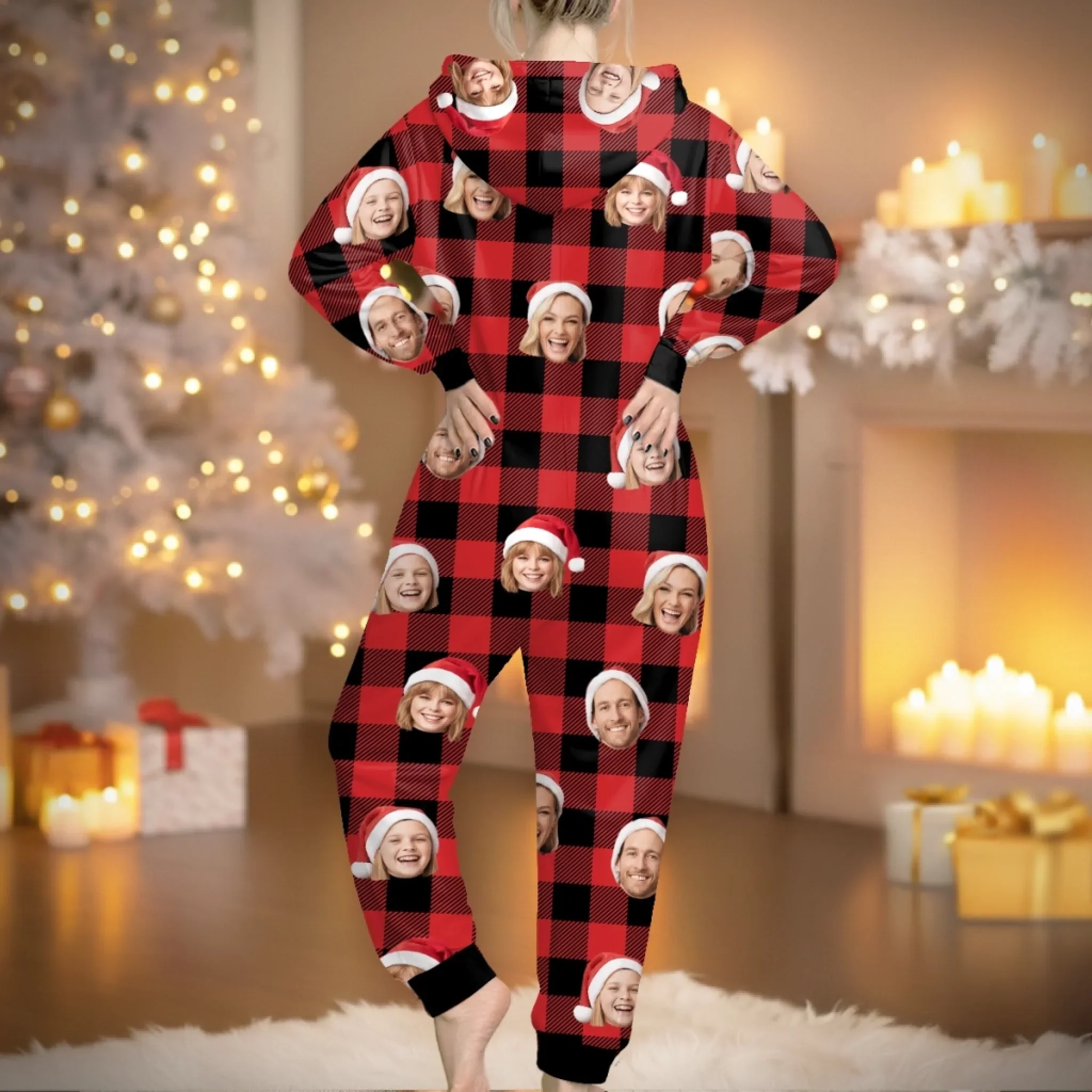 Custom Photo Onesie Pajamas - Personalized Christmas Birthday Gifts For Family, Dog Cat Lovers - Wrap Yourself In Pure Holiday Chaos - Image 4