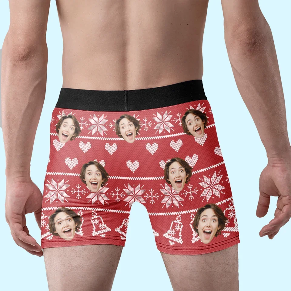 Custom Photo Only Me Can Jingle Your Bells - Funny Personalized Custom Boxer Briefs, Men's Boxers - Christmas Gift For Boyfriend, Husband, Anniversary - Image 4