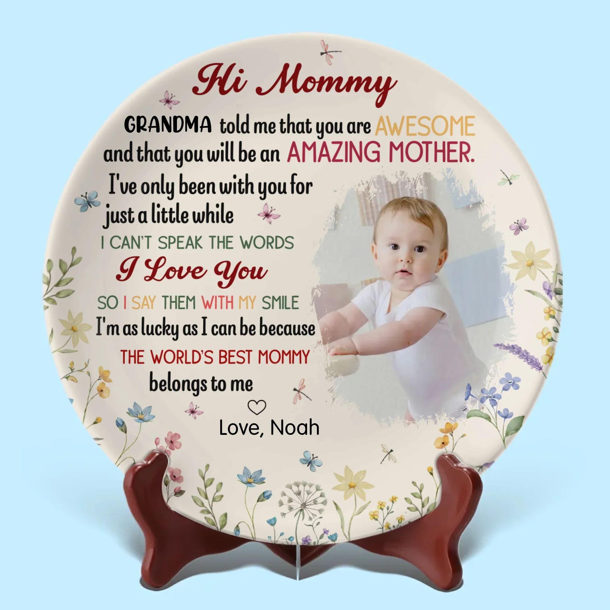 Custom Photo Our First Miracle, Our Forever Love - Family Personalized Custom Ceramic Plate - Mother's Day, Baby Shower Gift, Gift For First Mom - Image 2