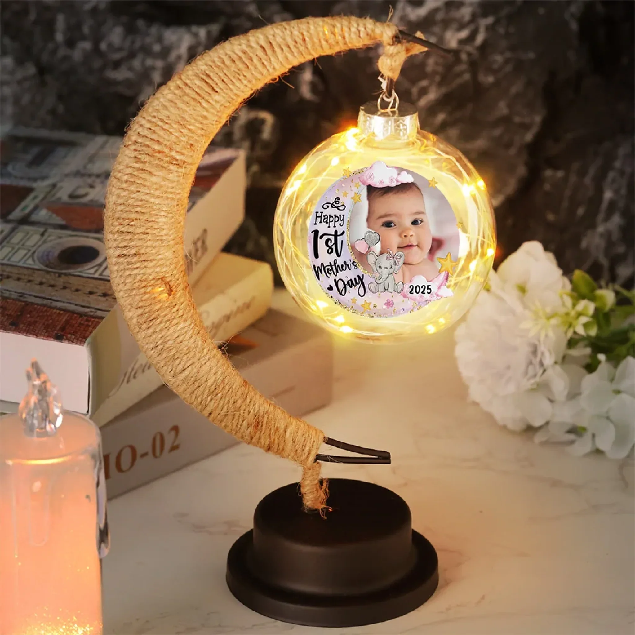 Custom Photo Our First Miracle, Our Forever Love - Family Personalized Custom Moon Lamp Light - Mother's Day, Baby Shower Gift, Gift For First Mom - Image 3