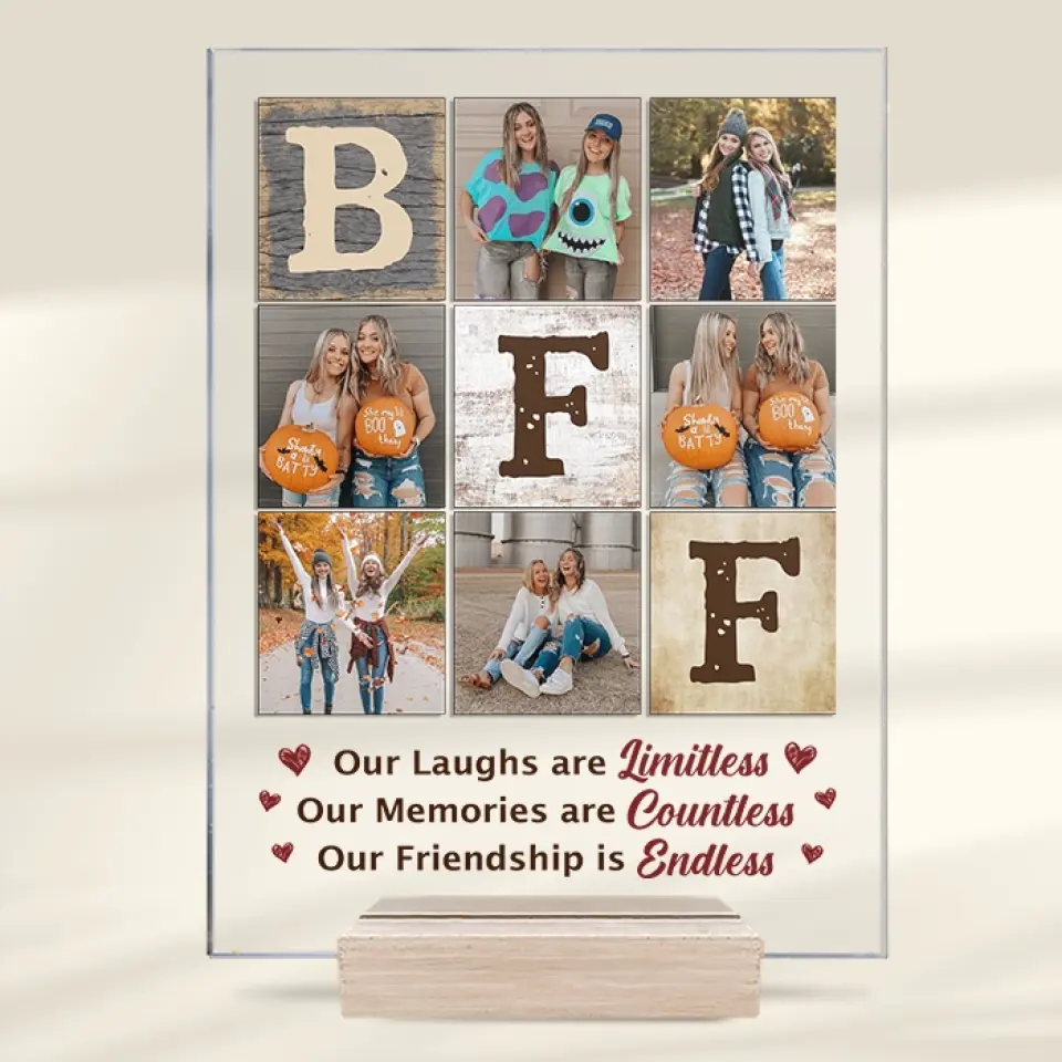 Custom Photo Our Friendship Is Endless - Bestie Personalized Custom Rectangle Shaped Acrylic Plaque - Gift For Best Friends, BFF, Sisters - Image 4