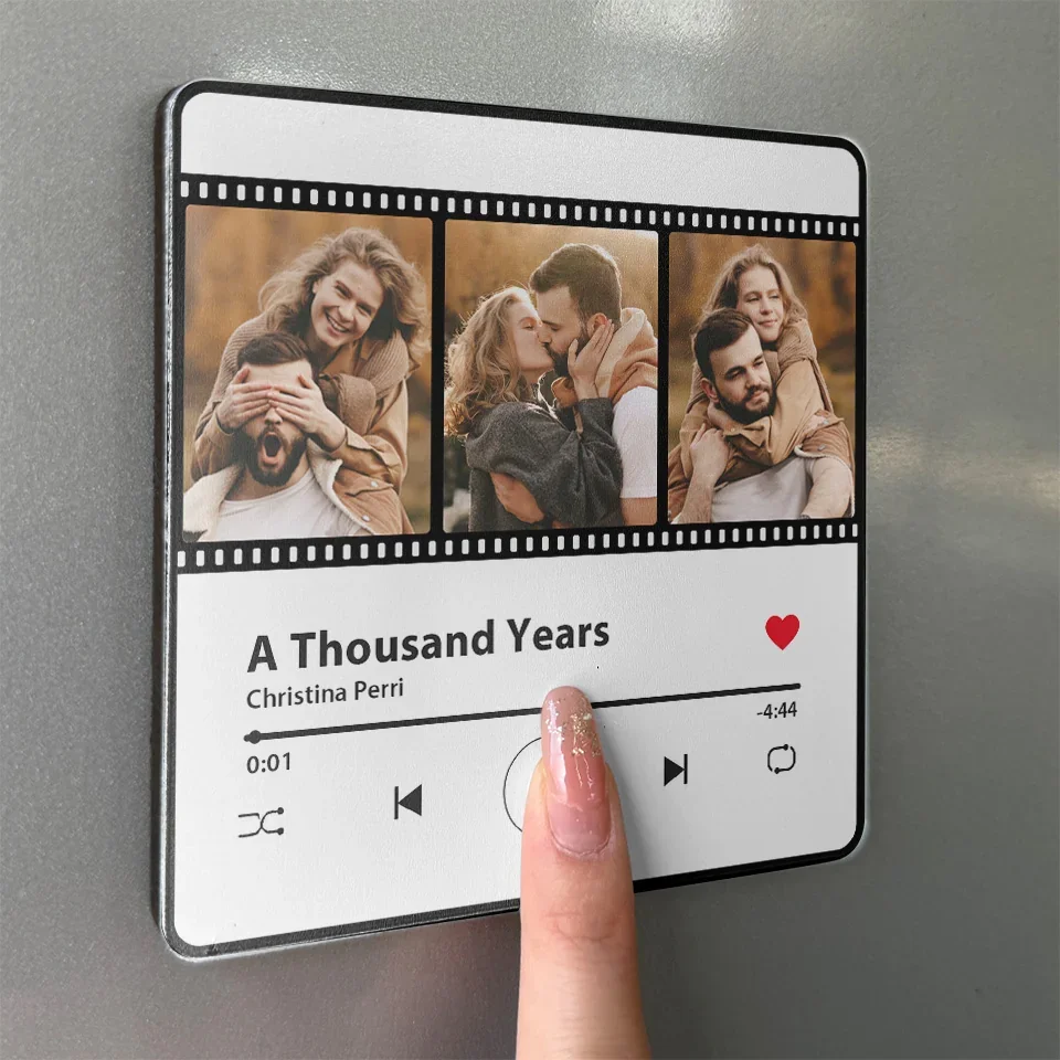 Custom Photo Our Hearts Speak The Same Language - Couple Personalized Custom Music Fridge Magnet That Can Play Songs - Gift For Husband Wife, Anniversary - Image 3